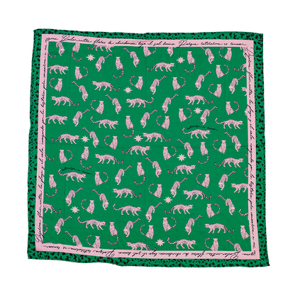 Renacer Silk Bandana in Verde & Rose