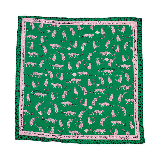 Renacer Silk Bandana in Verde & Rose