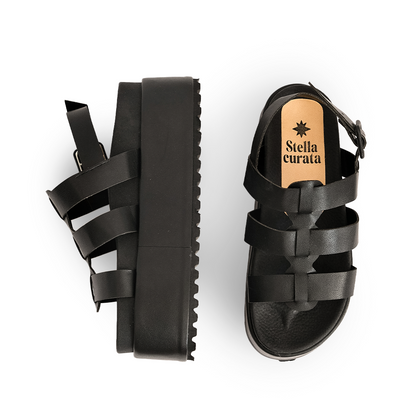 Stella Curata Chunky Strap Sandal in Noir